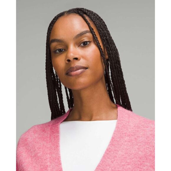 (XL) $148 NWT Lululemon Alpaca Wool-Blend Cardigan Sweater Heathered Chroma Pink - Picture 9 of 9